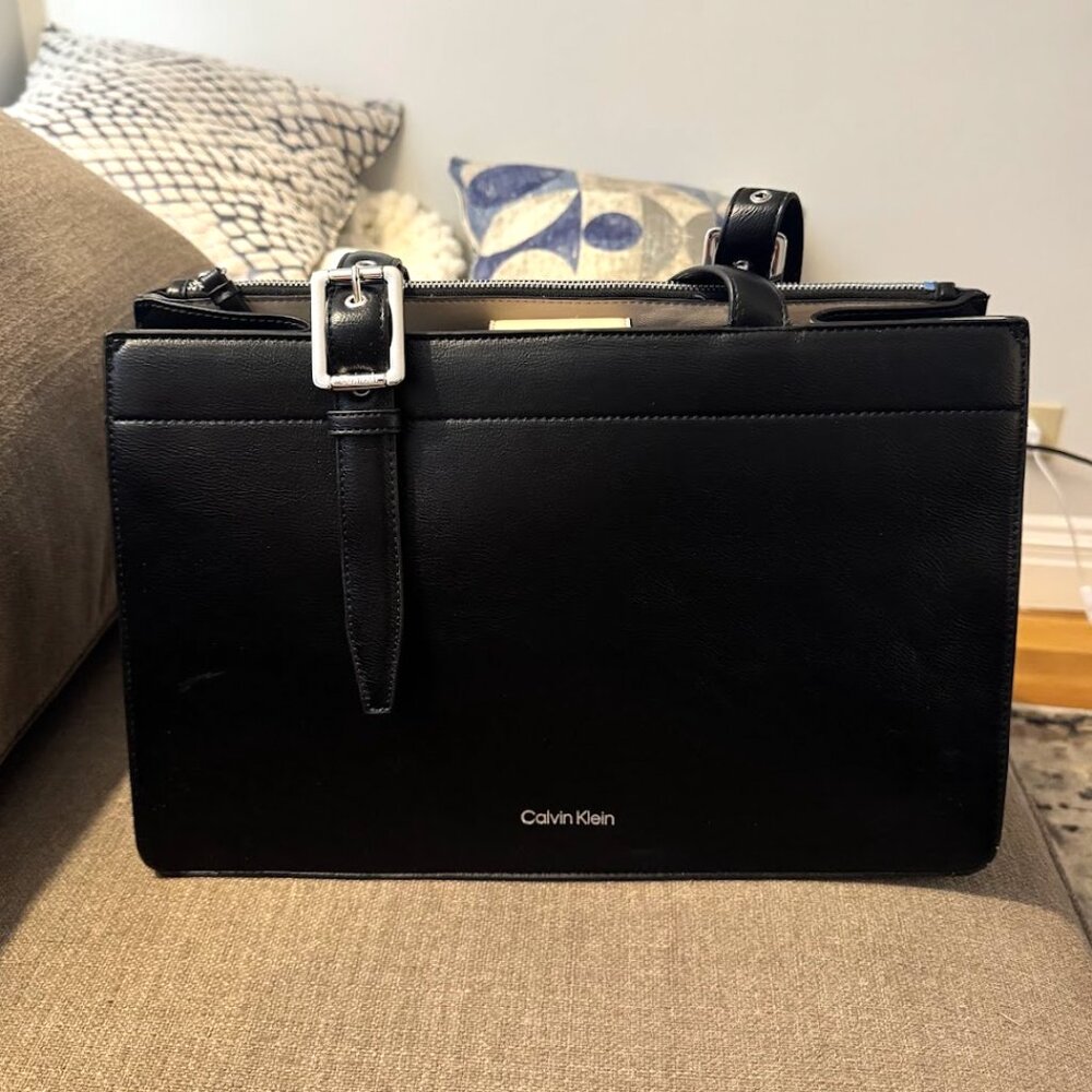 Calvin Klein Black Leather Tote Satchel – Havana Tote Bag